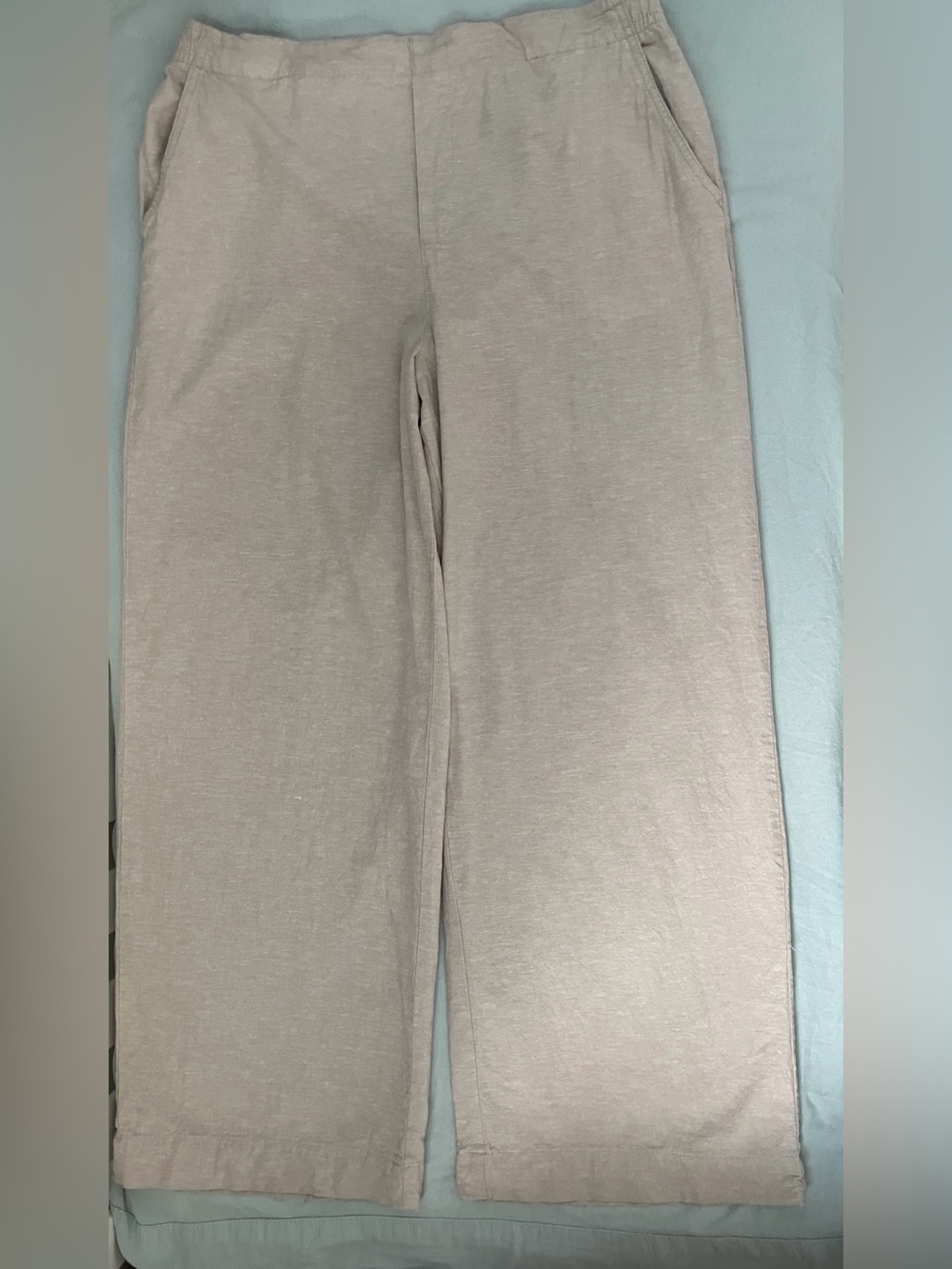 Joe Fresh Cotton Linen Blend High Rise Wide Leg Pants XL Oatmeal
